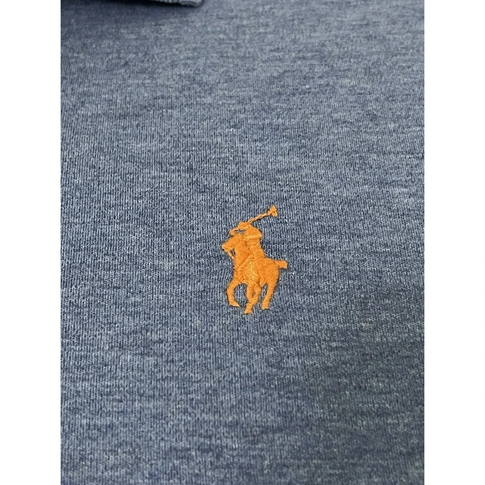 Polo Ralph Lauren Custom Fit Polo Shirt Light Blue Orange Pony Logo‎ Men's XL